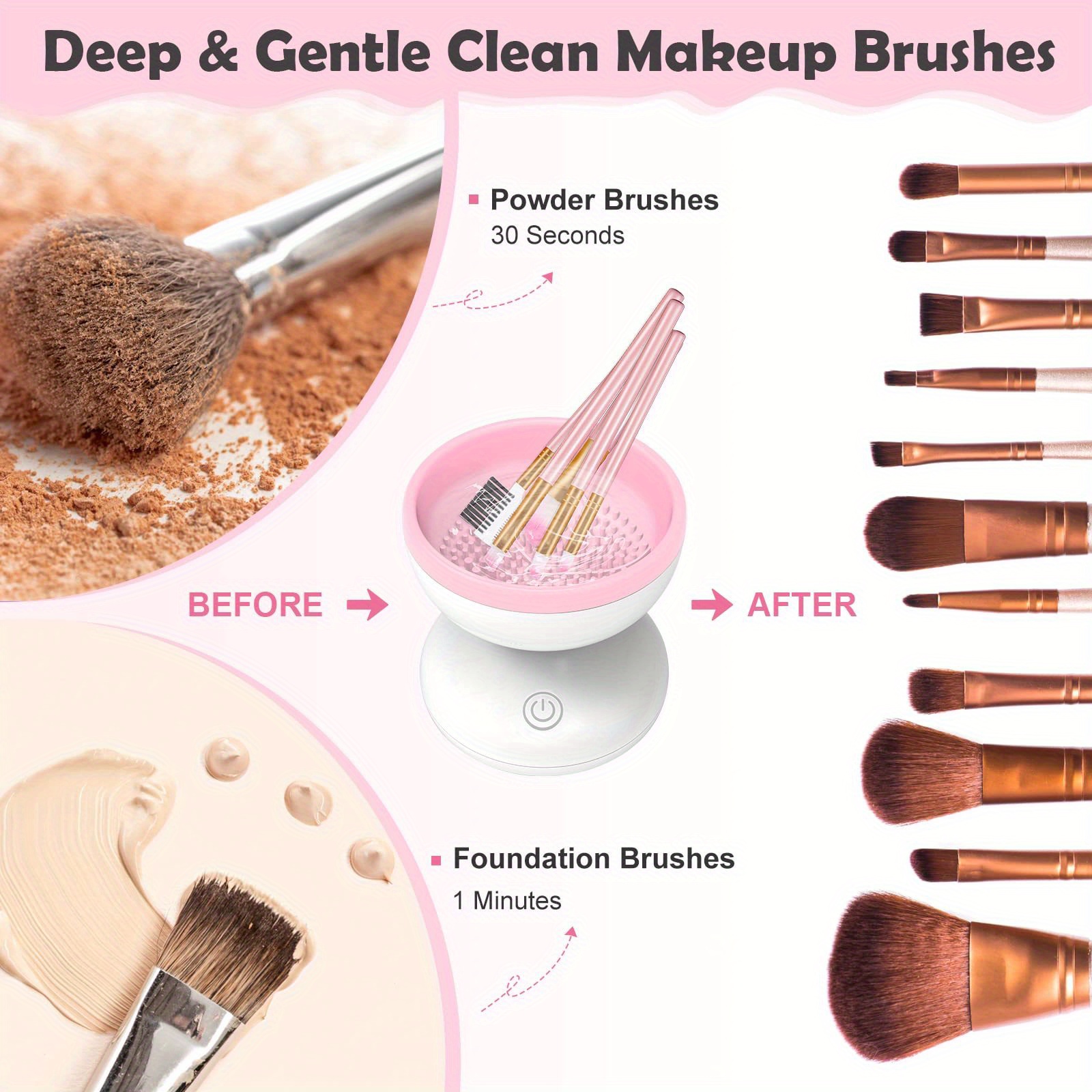 USB Power Electric Makeup Brush Cleaner Machine, Portable Automatic Spinner Brush  Cleaner Tools for All Size Makeup Brushes, Make Up Brush Cleaner