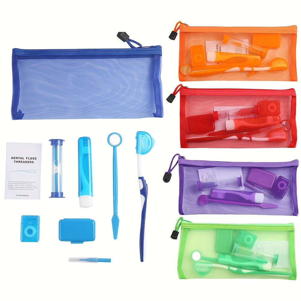 

Portable Orthodontic Oral Care Kit For Braces, Interdental Brush, Dental Wax, Dental Floss, Toothbrush Cleaning Kit Travel Must Have