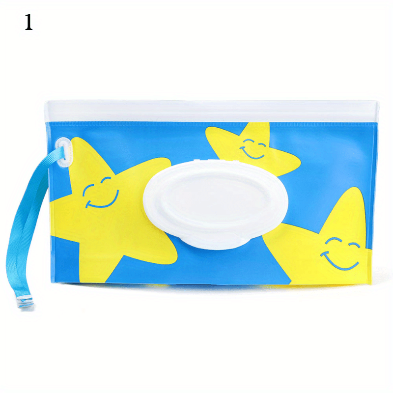 Portable Baby Wet Wipe Pouch Cute Snap-Strap Refillable Wet Wipes