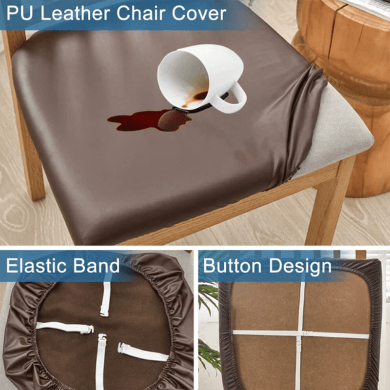 Waterproof Pu Leather Dining Chair Slipcovers Removable - Temu