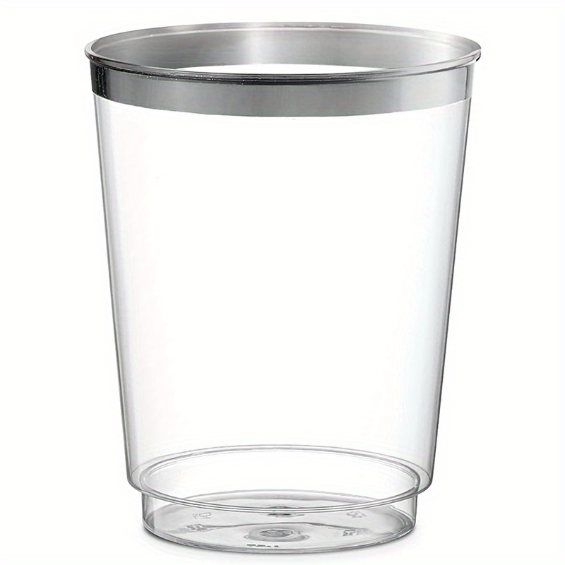 Silver Rim Clear Plastic Wine Glasses