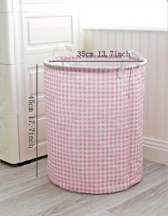 1pc   printing pink hamper foldable household fabric dirty clothes storage basket laundry basket for bathroom bedroom living room dorm household clothes toy organization and storage supplies bathroom decor bedroom decor home decor details 4