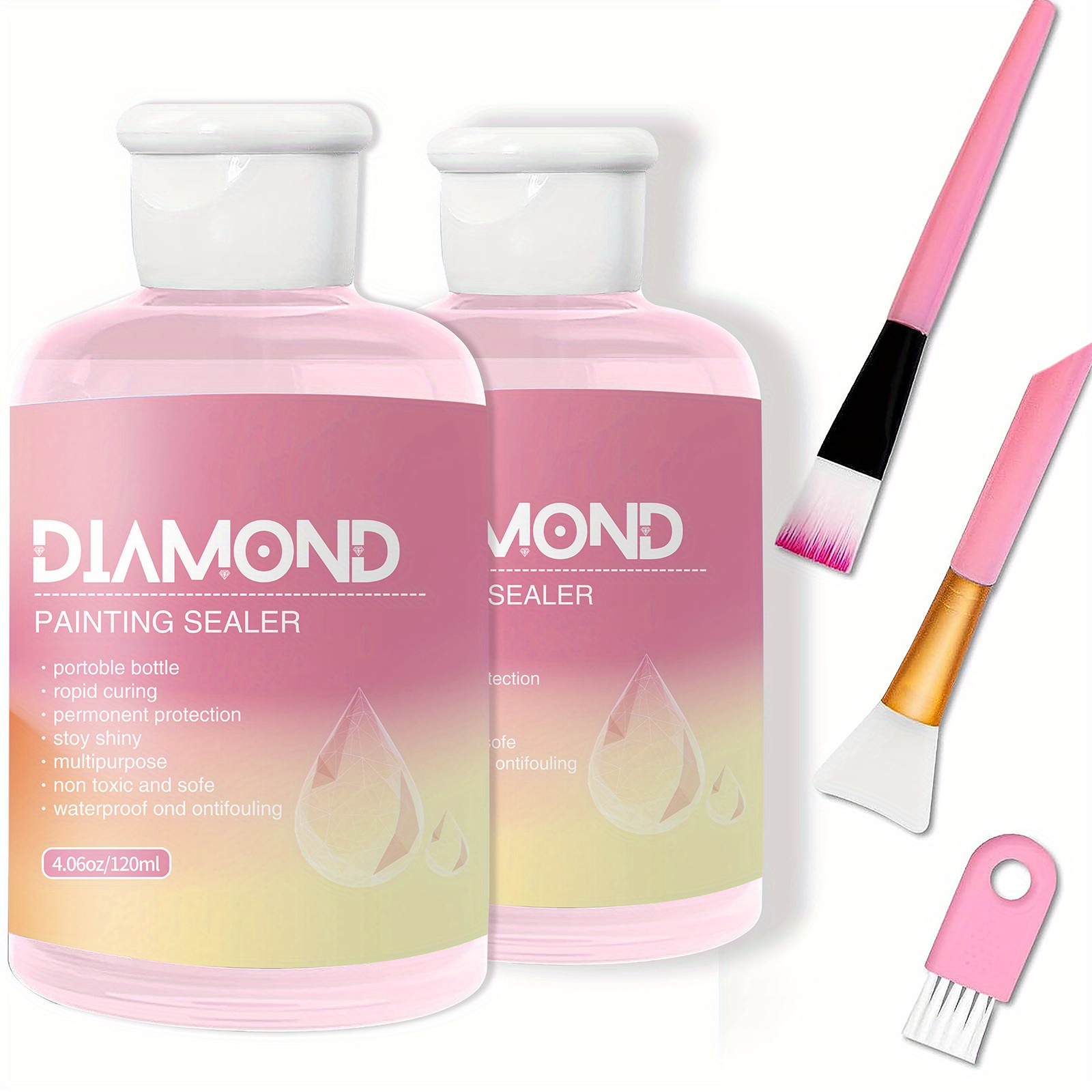 Kits de sellador de pintura de diamante de 4.1 fl oz con pinceles, sellador  de arte de diamante, pegamento para rompecabezas, accesorios de pintura de