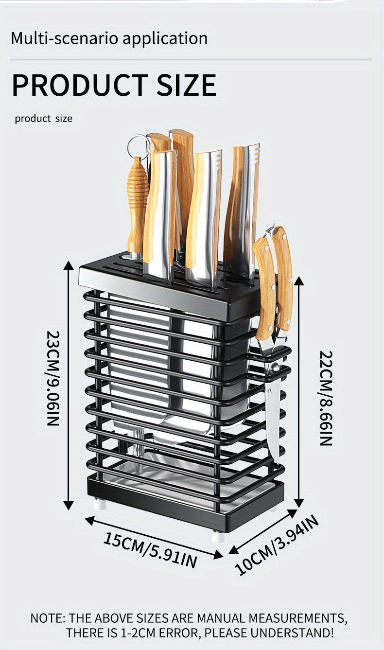 1pc stainless steel kitchen knife holder knife storage rack chopsticks barrel for kitchen countertop or hanging on the wall kitchen supplies details 12