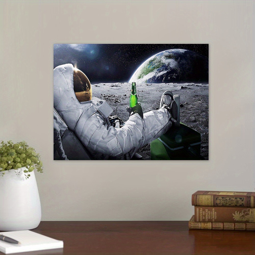 Astronaut trinkt Bier auf dem Mond hd