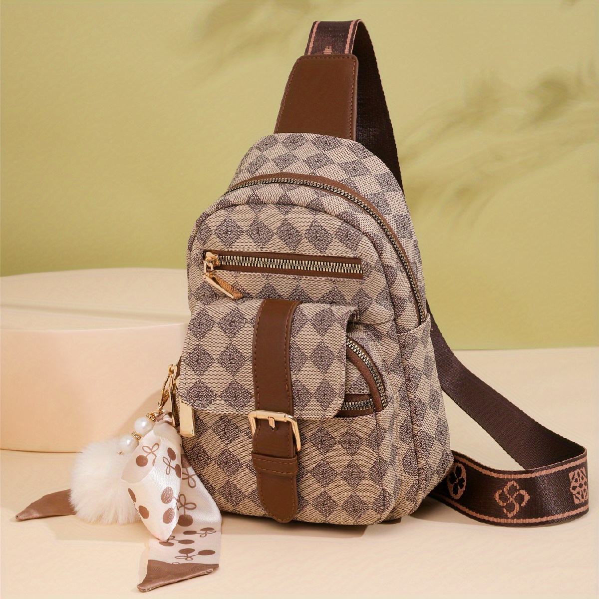 Letter Printed Sling Bag, Trendy Double Zipper Chest Bag, Casual Faux  Leather Crossbody Bag For Travel & Sports - Temu