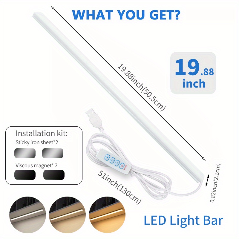 Kit de iluminación para debajo del gabinete de cocina, accesorio de barra  LED, LED blanco cálido, barra de 12 pulgadas solamente
