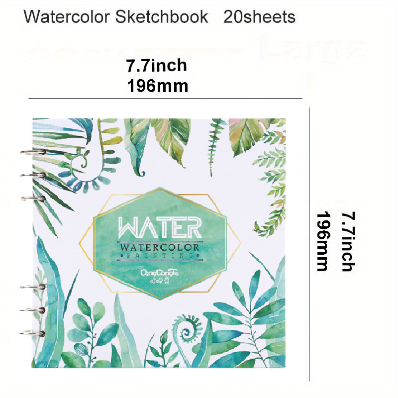 Watercolor Sketchbook,3.9x3.9 Inch Portable Square Mini Watercolor  Notebook, 20 Sheets Tearable Watercolor Textured Drawing Papers, 300 GSM  (140lb)
