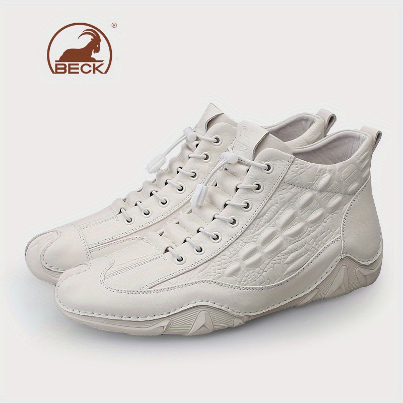 Men's Leather Casual Shoes Fashion Crocodile Leather Waterproof Sneakers  Men Shoes Winter Plush Warm Walking Shoe Male Sneaker