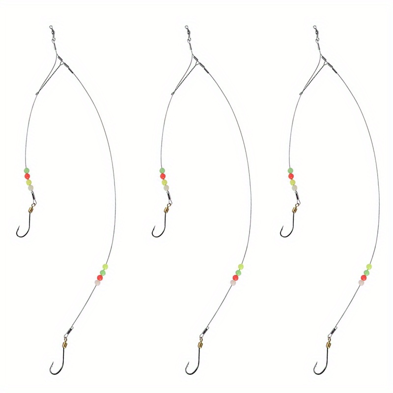 Image of Premium Stainless Steel Fishing Hook Line With Swivel & - Durable Carbon Steel Wire Leader For Freshwater & Saltwater Angling