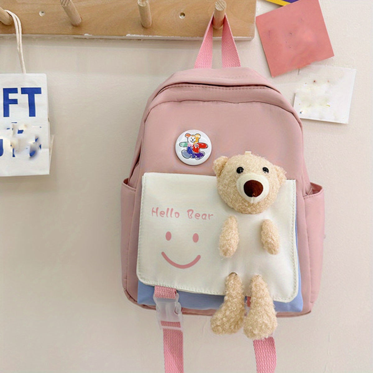 1pc Khaki Cartoon Bear Backpack, 2023 New, Cute Fashionable Casual Bookbag,  Large Capacity Shoulder Bag For Women