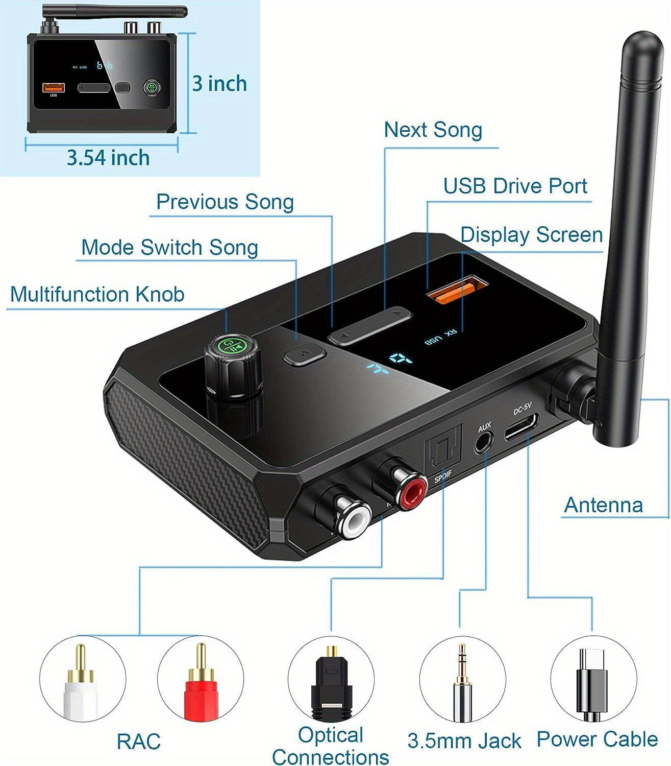 Acheter Transmetteur récepteur audio Bluetooth 5.3 2 en 1 AUX RCA