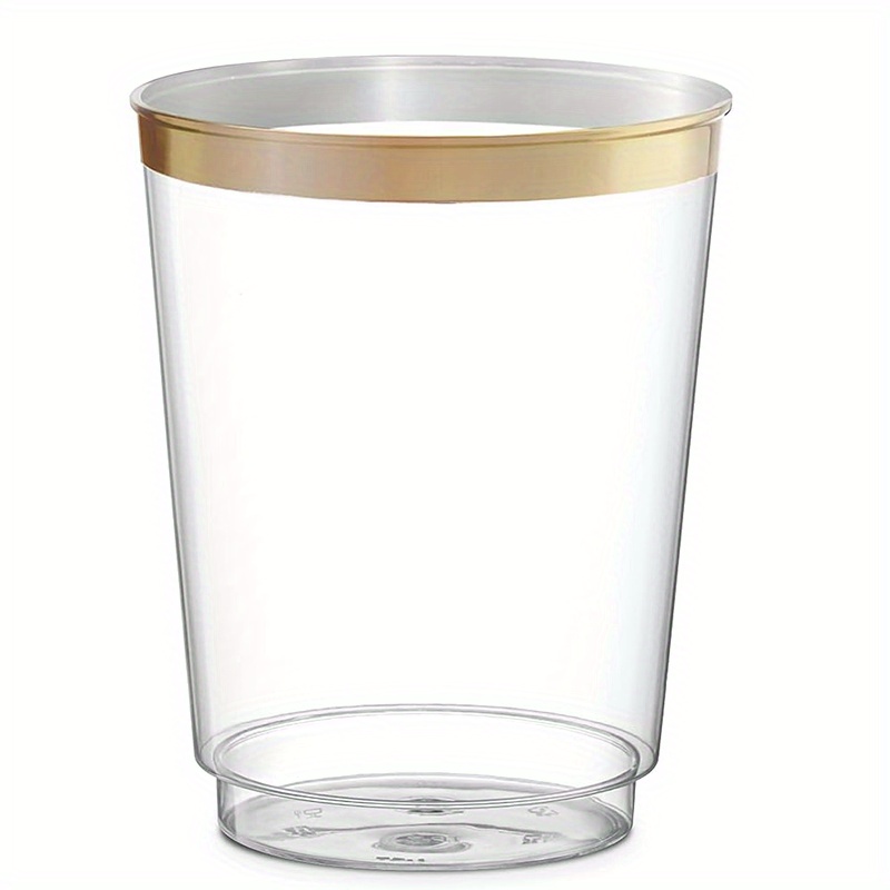 Golden Plastic Cups Elegant Gold Rimmed Clear Plastic - Temu