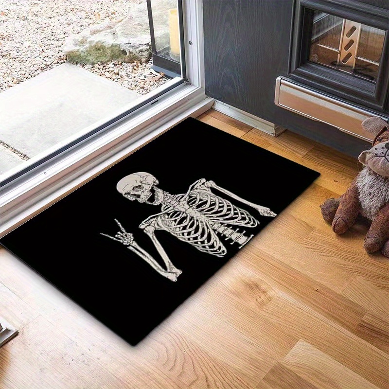 Doormat Indoor Entrance Home Decor Door Mat, Human Bones Print Anti Fatigue  Floor Rugs For Kitchen, Bathroom, Scary Skeleton Tattoos Black Funny Welcome  Mat For Front Door - Temu