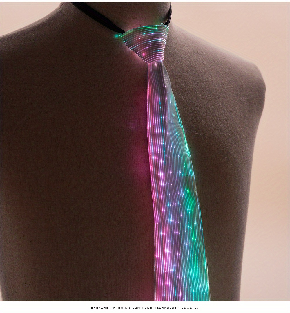7 Color Lights Led Light Neck Tie Rechargeable Flash Necktie - Temu