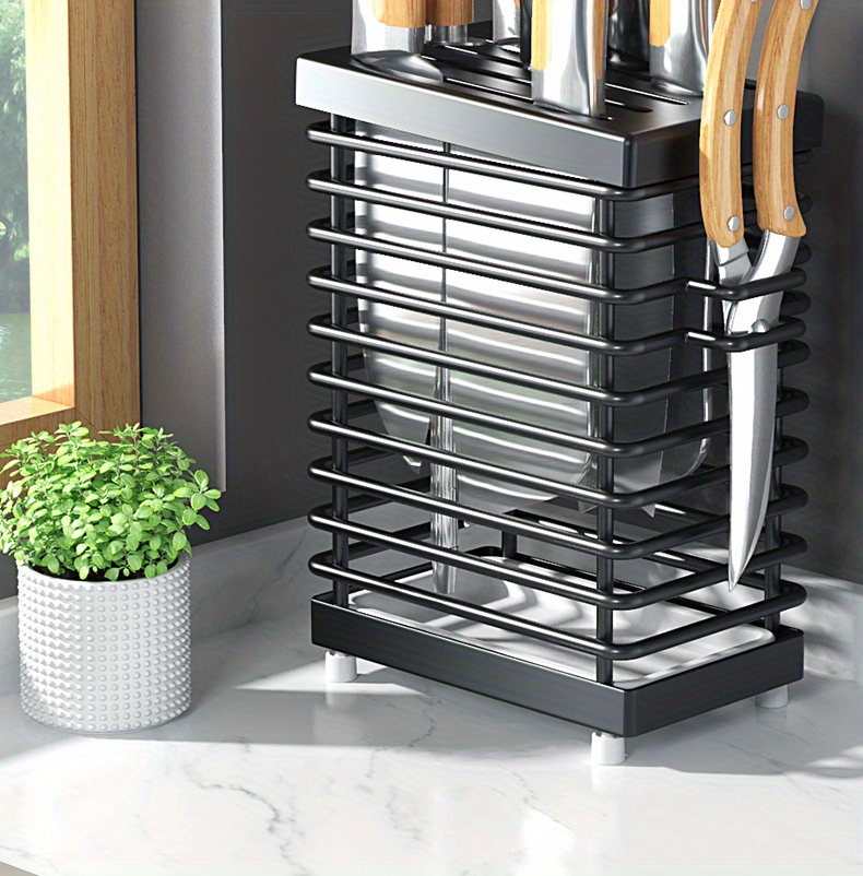 1pc stainless steel kitchen knife holder knife storage rack chopsticks barrel for kitchen countertop or hanging on the wall kitchen supplies details 1