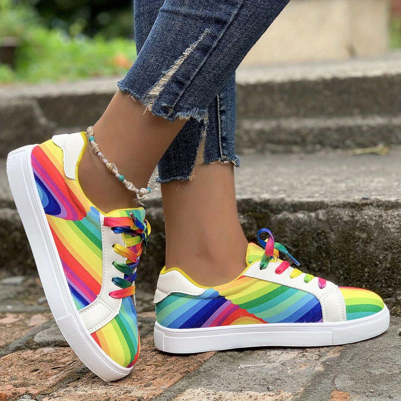 Rainbow hot sale skate shoes