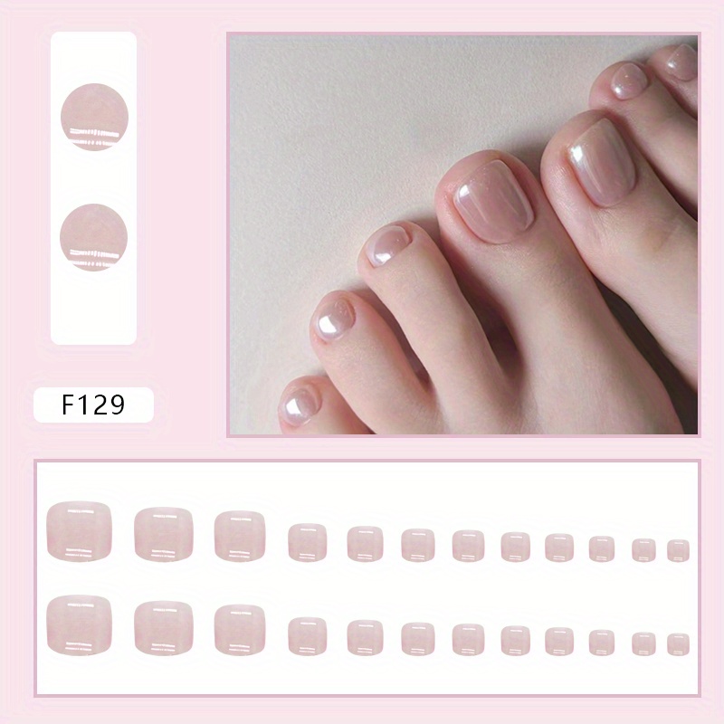 Summer Cool Powder Toe Nails Eye Wearable Nail Art Pieces Removable Toenail