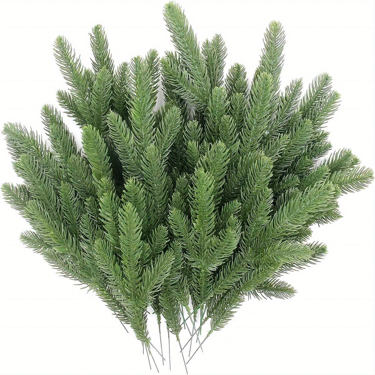 TEMU 10/20pcs Christmas Pine Needles, Artificial Pine Branches Green Leaves Needle Garlands Pine Faux Cedar Branches Greenery For Christmas Holiday Winter