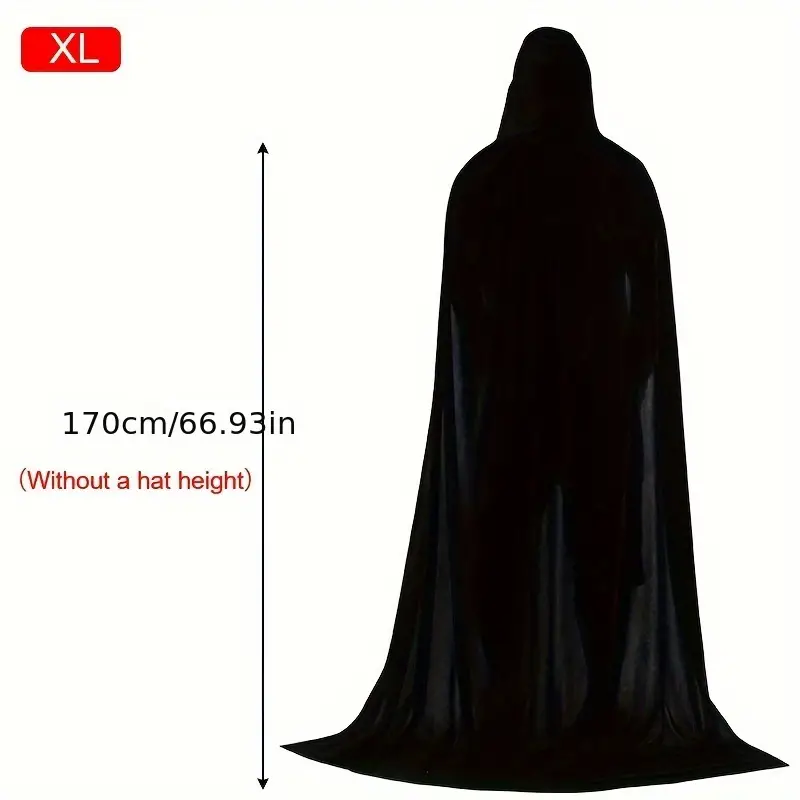 1pc halloween black hooded cloak witch cosplay accessories costumes masquerade halloween decor supplies family celebration decor details 7
