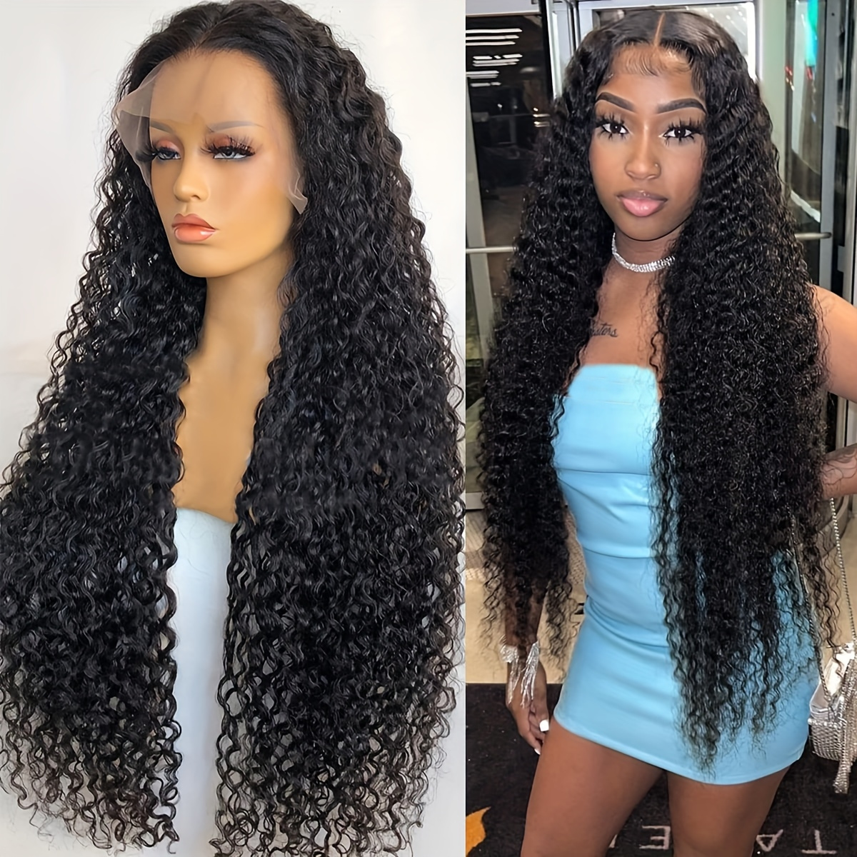 Curly Lace Front Wig Human Hair 13x4 Kinky Curly Transparent Lace Frontal  Wigs with Baby Hair