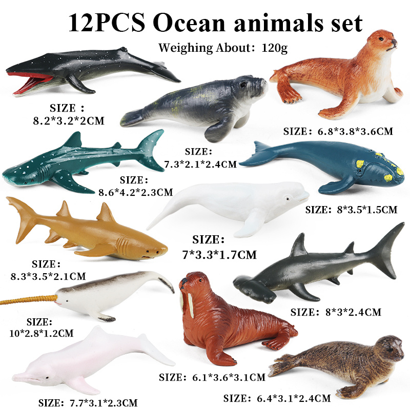 Mini Figurines Animaux Marins VORMOR 12 Pièces Réaliste Plastique