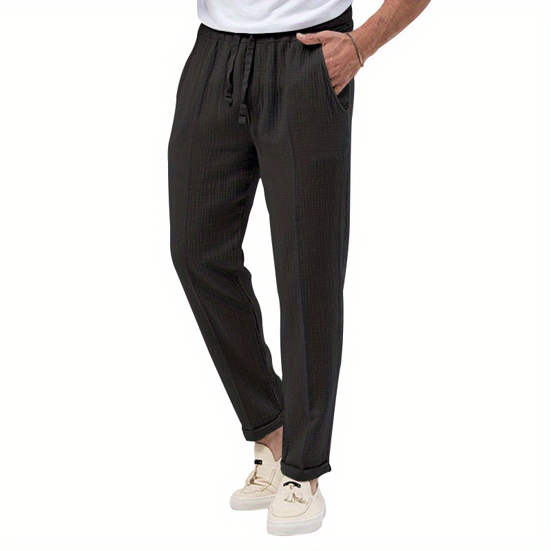 Loose Fit Woven Casual Pants Men's Boho Style Waist - Temu