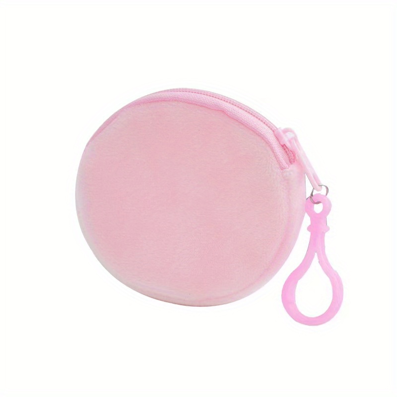 Girl's Candy Color Plush Round Coin Purse, Cute Wallet Id Card