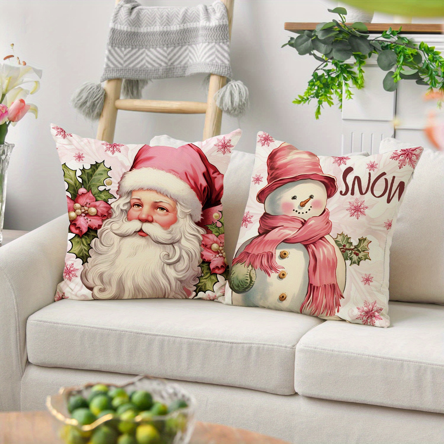 Festive Christmas Pillow Covers With Gnome, Bird, And Floral Print - Soft  Linen Blend Square Cushion Cover For Home Decor And Sofa Bed - Temu