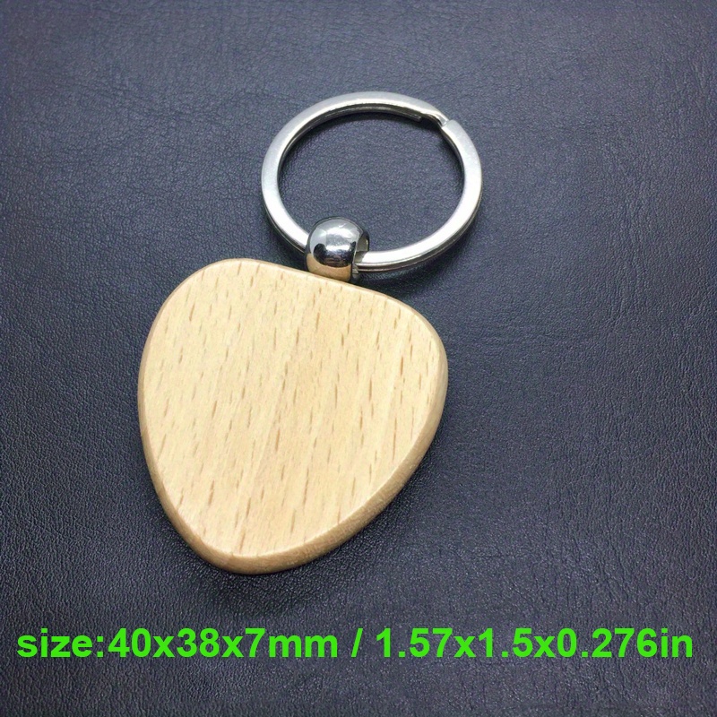 25pcs/bag Wooden Keychain, Round Rectangle Heart Shape Blank Wooden Keychain, Wooden Suitable For Laser Engrave details 2