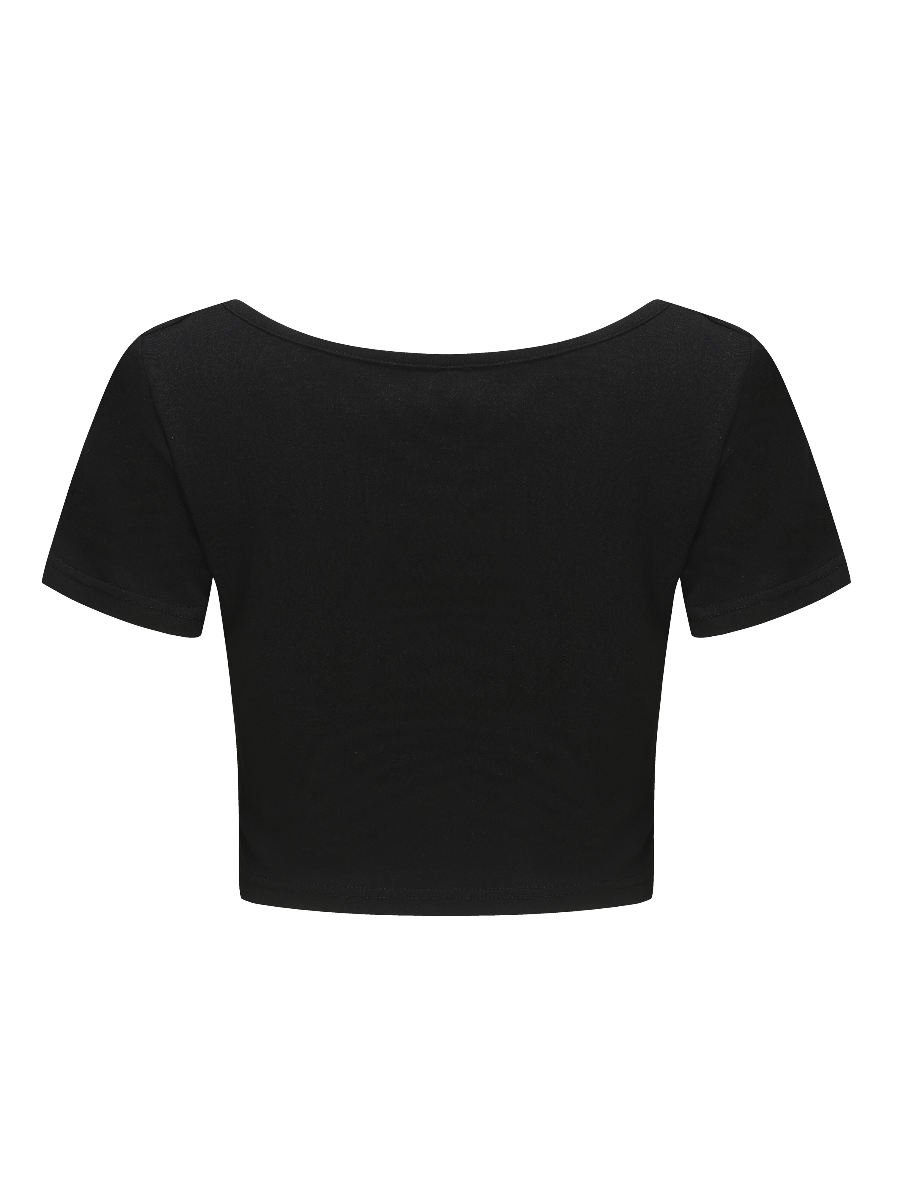 Nutssfiree Women's Square Neck Crop Top - Double Layer, Short Sleeve, Stretchy Basic Tee