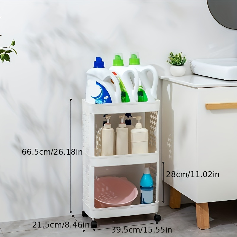 3 4 Tier Cart Organizer Bins with 2 Baskets, Clear Acrylic Food Display  Stand Rack for Living Laundry Room Kitchen, Movable Bathroom Cosmetics  Shelf for Storage Shampoo Towels (Color : Clear, Size : : Home