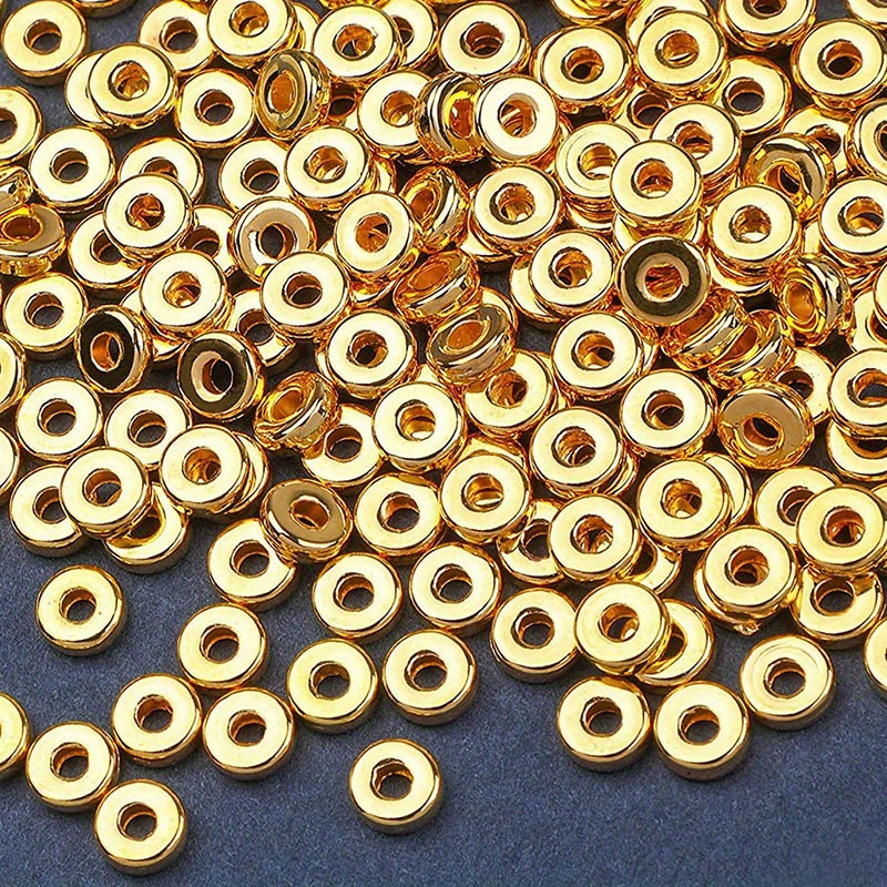 500pcs 6mm golden flat round spacer beads disc bulk ccb beads for jewelry making diy bracelet necklace earring craft supplies details 1