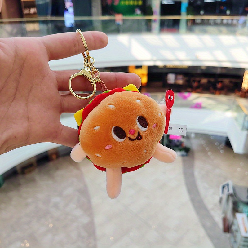 Creative Imitation Fries Hamburger Hot Dog Kawaii Plush Keychain For Women  Men Cute Fashion Bag Pendant Accessorie Car Key chain