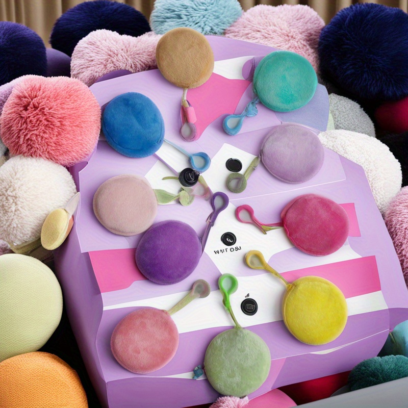 small Size) Candy-colored Plush Round Coin Purse Keychain Cute