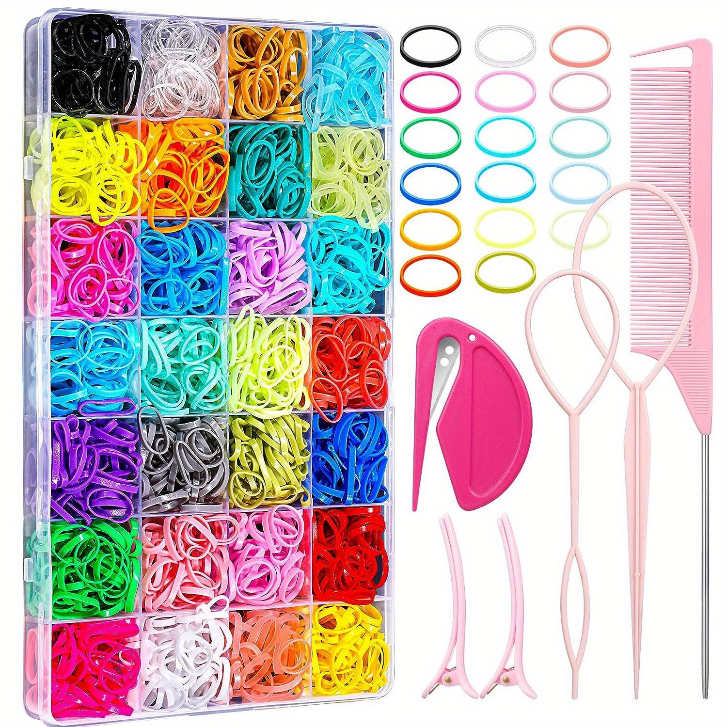 1500pcs/Set 2 Sets Colorful Mini Rubber Bands, 4 Pcs Rubber Band Cutter for  Hair, 5pcs Hair Styling Tools Set, 4pcs Professional Alligator Clips Hair  Accessories for Women and Girls