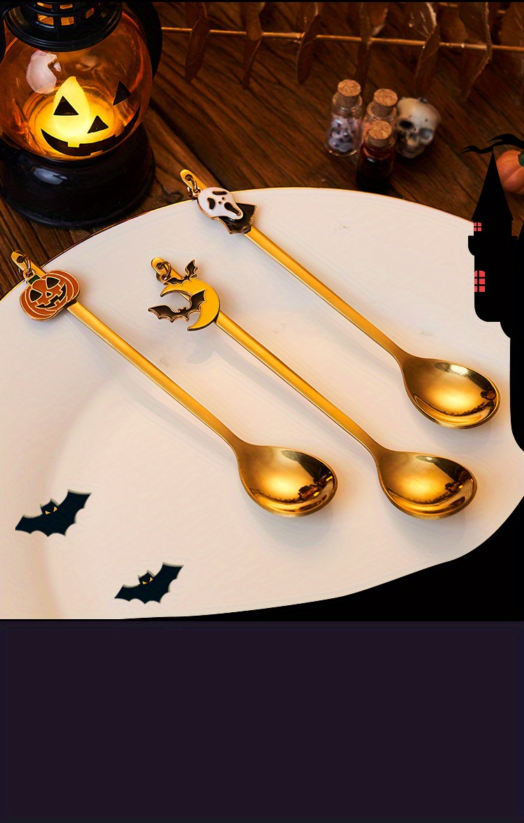 Halloween Style Silverware Set Gift Box Tableware Cutlery Set, Golden 2  Fork 2 Spoon, Coffee Spoon Dessert Fork Elegant Gift For Friends Halloween  Gift, Mirror Polished Strange Small Stuff - Temu Germany