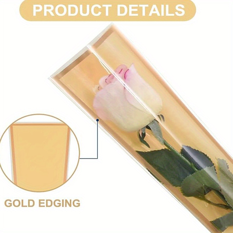 100 PCS Single Rose Sleeve Single Flower Wrapping Bags Single Rose  Packaging Cel