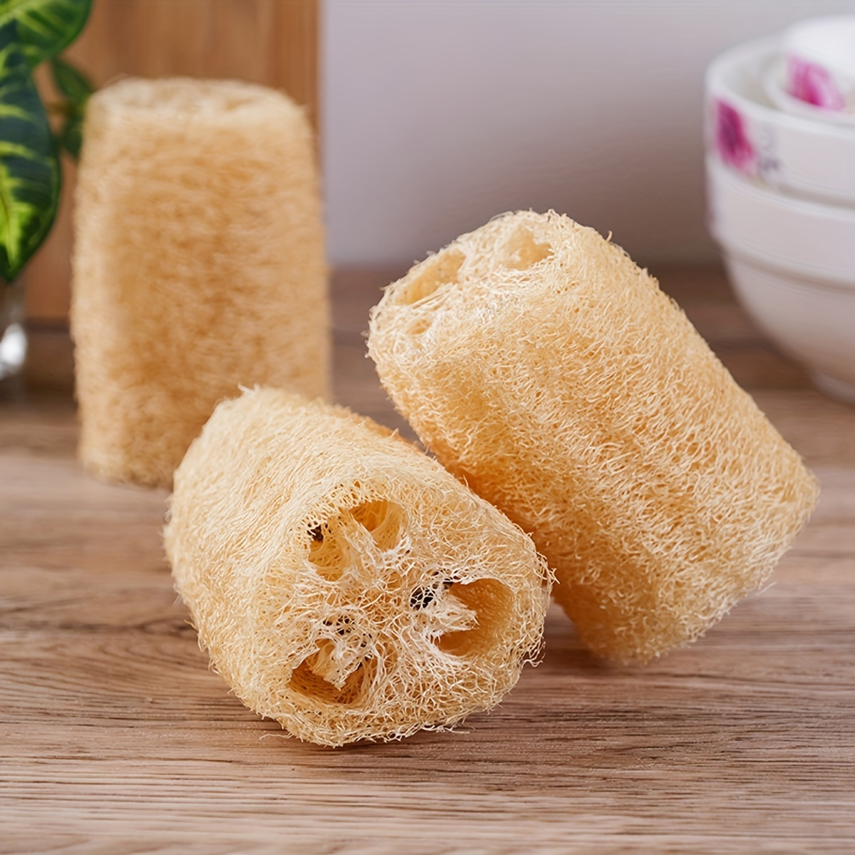 RV Esponja de lufa 6 piezas (7,5 cm de largo y 4-6 cm de diámetro), esponja  natural para lavar platos, esponja de lufa para fregar, esponja para