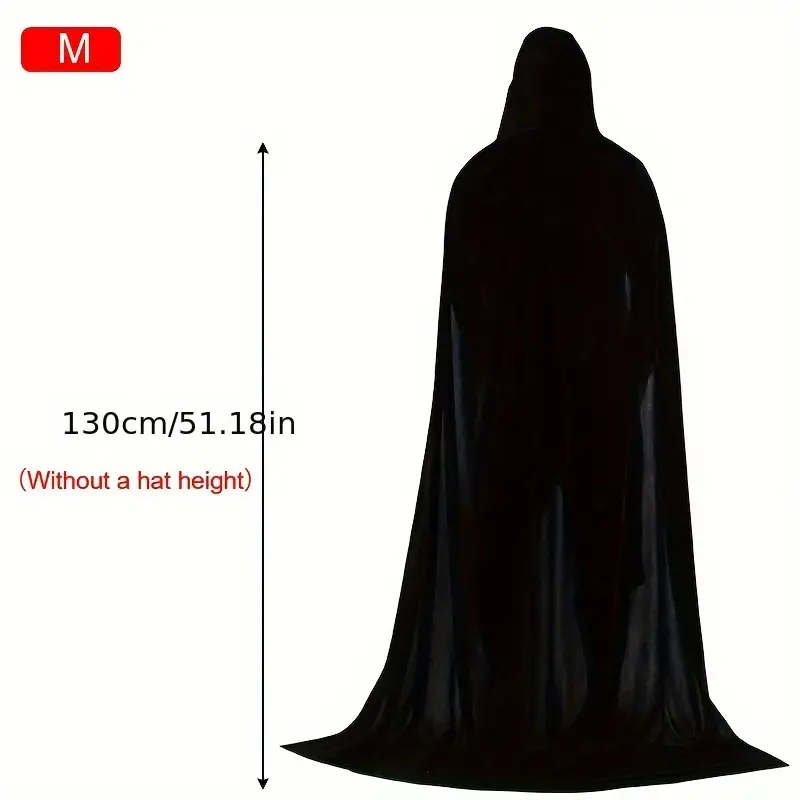 1pc halloween black hooded cloak witch cosplay accessories costumes masquerade halloween decor supplies family celebration decor details 6