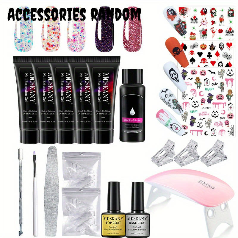 MOSKANY Poly Gel Nail Kit With LED Nail Lamp For Nail Extension