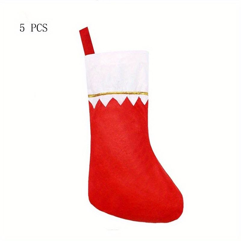 TEMU 5pcs, Christmas Decorations, Christmas Stockings, White Mouth, Green Mouth, Christmas Stockings, Non-woven Light Board Socks