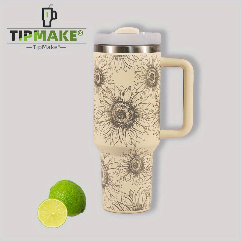 White 40oz tumbler with painted sunflowers, Women's Christmas Gift