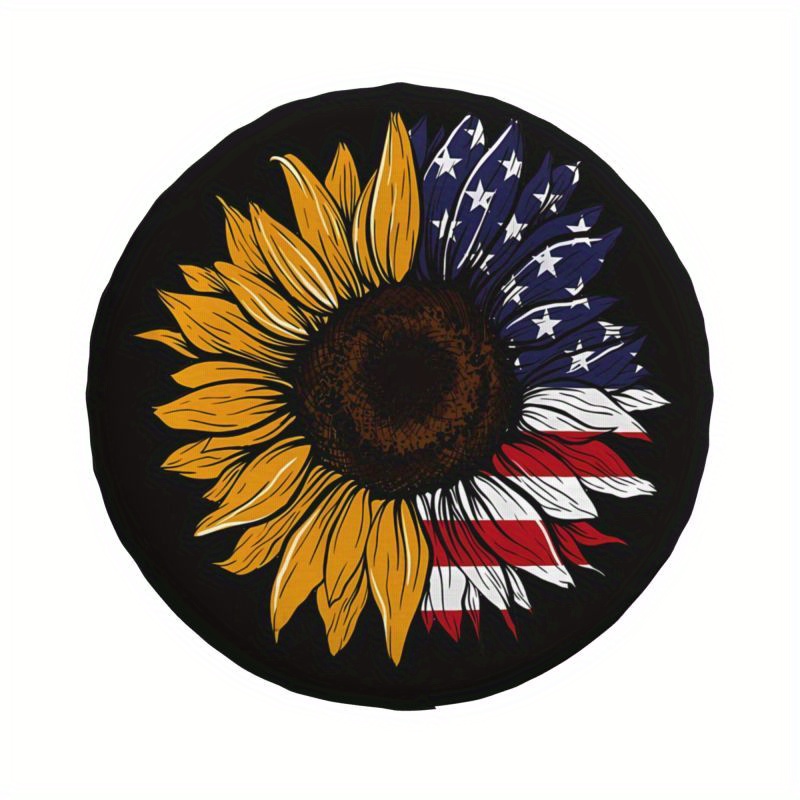Sunflower American Flag Print Spare Tire Cover Waterproof Dustproof Car Wheel  Tire Cover, Gift For Friends, Trailer, Rv, Suv  Multi-purpose Vehicles  Temu
