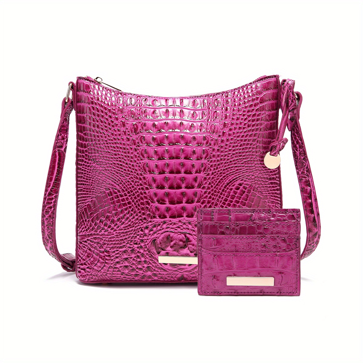 Smart Crossbody Bag Crocodile Pastel Pink