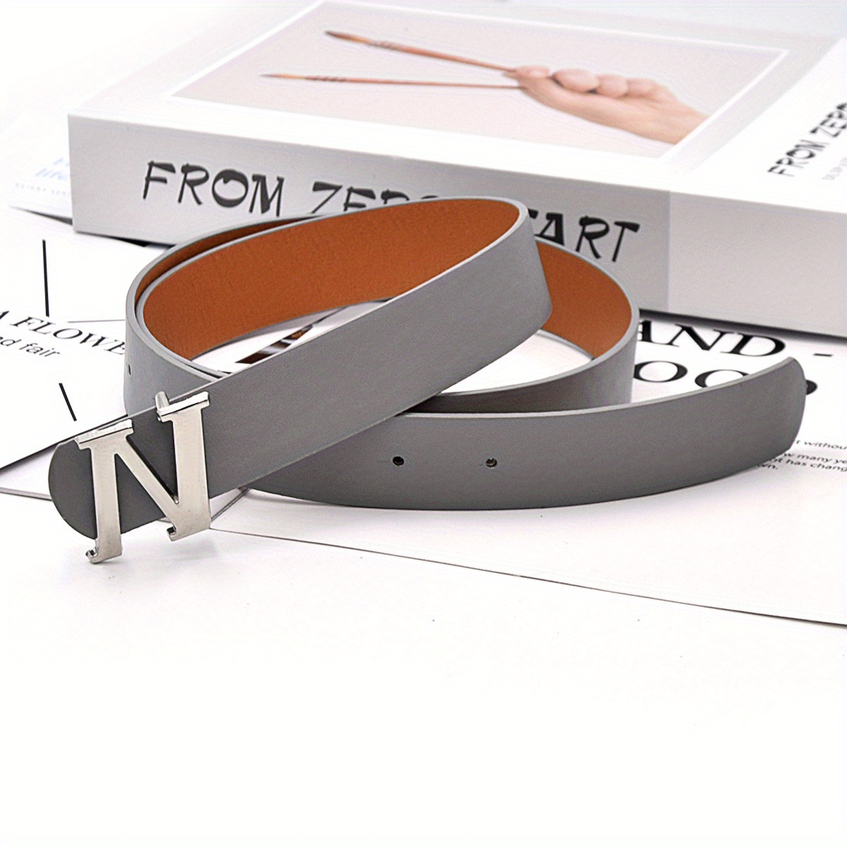 Letter N Buckle Belt Simple Monochrome Versatile Pu Leather Waistband  Stylish Women's Dress Jeans Decoration Belt - Temu Bahrain