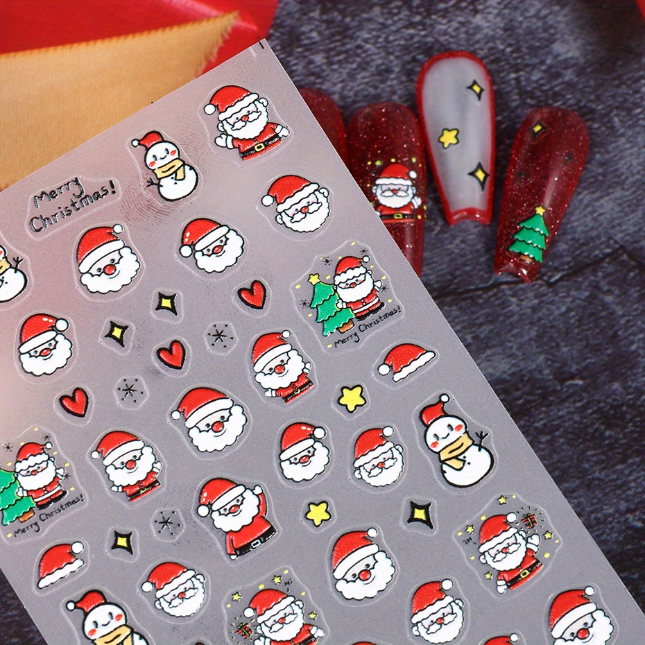 5d Embossed Christmas Cartoon Nail Art Stickers santa Claus - Temu ...