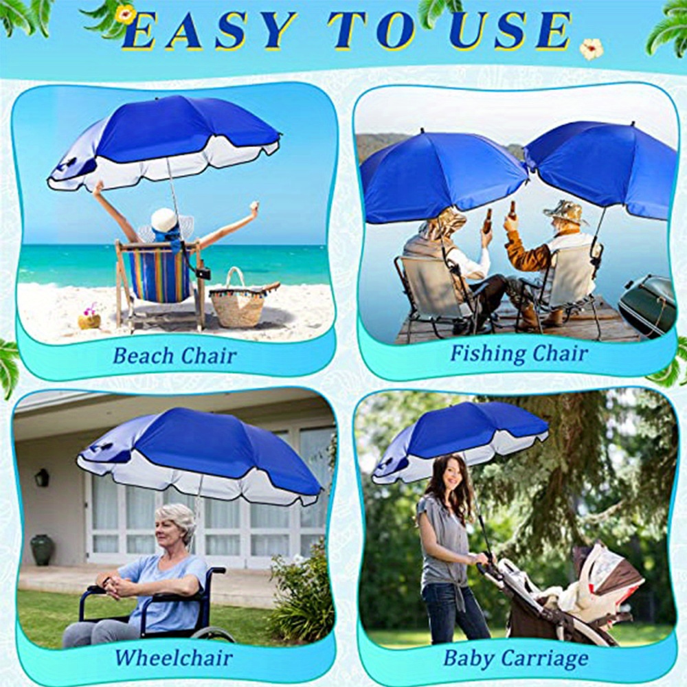 Stuhlschirm mit Klemme, Verstellbar und Universelle Klemme Am Strandschirm,  Tragbarer Sonnenschirm, Tragbare Sonnenschirme für Strandkorb, Golfwagen