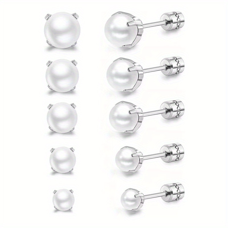 Stainless Steel Stud Earrings Double Round Cubic Zirconia - Temu