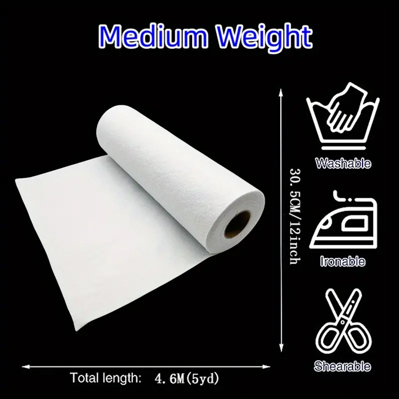 1 Roll, Iron-On Fusible Fleece Interfacing For Sewing Crafting Quilting  12inch×5yd Non-Woven Iron On Fusible Batting One Sided Fusible Foam  Stabilizer